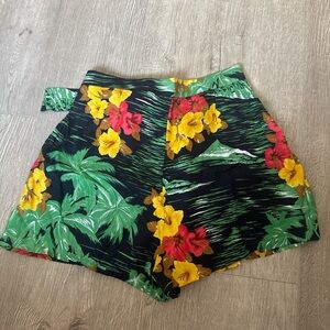 Zara High Waist Floral Shorts - Black, Green, Red, Yellow
